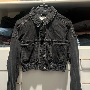 Top shop cropped black/grey smoky black jean jacket